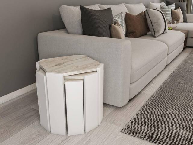 Decorotika Lori 3-Pieces Nesting Table Coffee Table Cocktail Table Set in White - image 1
