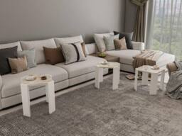 Decorotika Lori 3-Pieces Nesting Table Coffee Table Cocktail Table Set in White - thumbnail 2