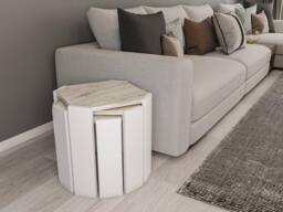 Decorotika Lori 3-Pieces Nesting Table Coffee Table Cocktail Table Set in White - thumbnail 1