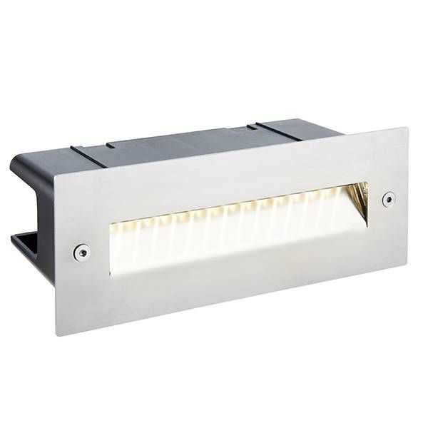 Netlighting Seina Integrated LED Outdoor Recessed Light Marine Grade Brushed Stainless Steel Frosted IP44 in Grey