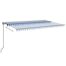 Berkfield Home Manual Retractable Awning with LED 500x300 cm Blue & White - thumbnail 1