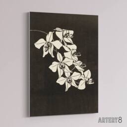"Artery8 Black & White Orchid Flower De Mesquita Canvas Wall Art Print - Size: W18"" x H24""" - thumbnail 2