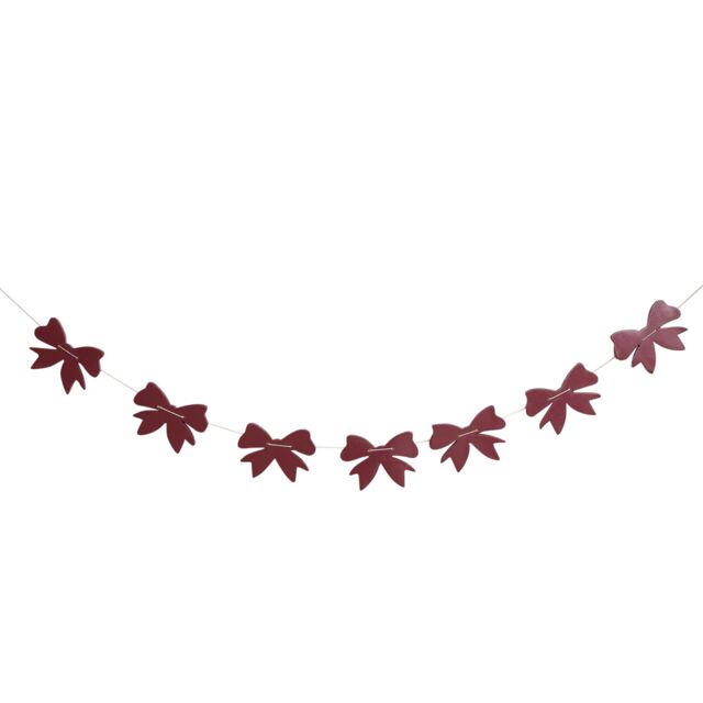 Melody Maison Distressed Dark Red Wooden Bow Garland - 120cm (1.2m / 47.2') in Purple - image 1