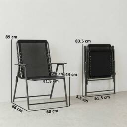 OUTSUNNY Folding Garden Chairs, Outdoor Chairs Set in Black - thumbnail 3