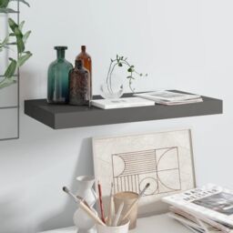 Berkfield Home Floating Wall Shelf High Gloss Grey 50x23x3.8 cm MDF