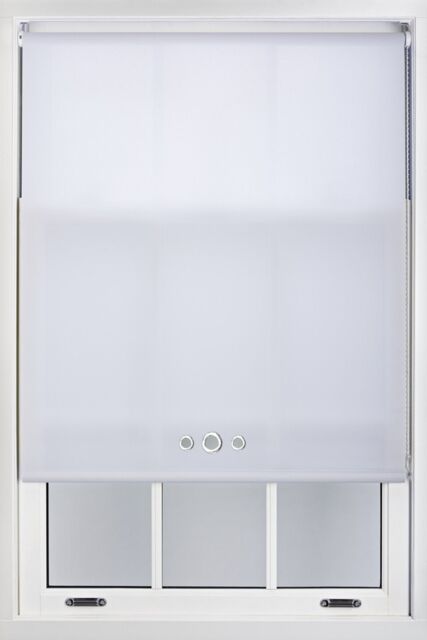 Furnished White Daylight Roller Blind with Triple Chrome Round Eyelets - Trimmable Window Shade - Size: 180 cm width x 165 cm drop - image 1