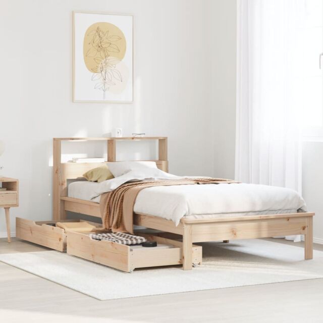 Berkfield Home Bookcase Bed without Mattress 90x190 cm Single Solid Wood Pine in Brown - image 1