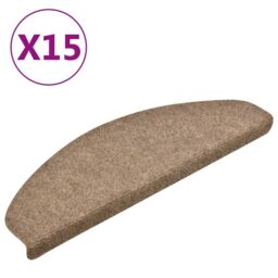 Berkfield Home Self-adhesive Stair Mats 15 pcs Cream 65x21x4 cm Needle Punch - Size: Medium - thumbnail 2