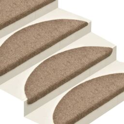 Berkfield Home Self-adhesive Stair Mats 15 pcs Cream 65x21x4 cm Needle Punch - Size: Medium - thumbnail 4