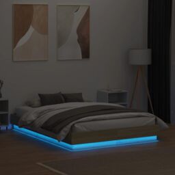 Berkfield Home Bed Frame with LED without Mattress Sonoma Oak 135x190 cm Double in Brown - thumbnail 4