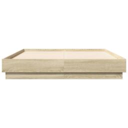 Berkfield Home Bed Frame with LED without Mattress Sonoma Oak 135x190 cm Double in Brown - thumbnail 6