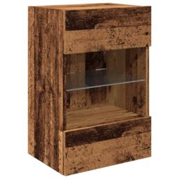 Berkfield Home TV Wall Cabinets with LED Lights 2 pcs Old Wood 40x30x60, 5 cm in Brown - thumbnail 6