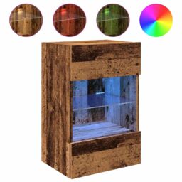 Berkfield Home TV Wall Cabinets with LED Lights 2 pcs Old Wood 40x30x60, 5 cm in Brown - thumbnail 5