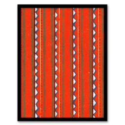 Artery8 Red Geometric Textile Pattern Vintage Japan Framed Wall Art Print Korin - Size: A4 - thumbnail 1