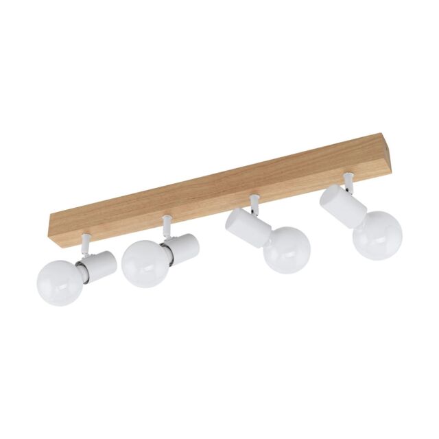 Loops 4 Spot Wall Flush Ceiling Light Colour Brown White Shade Bulb E27 4x60W - image 1