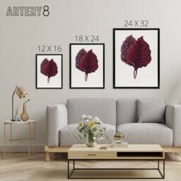 "Artery8 AF Lydon Benjamin Fawcett Red Amaranth Leaf Framed Canvas Art Print in White - Size: W12"" x H16""" - thumbnail 4