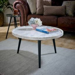 IH Design Ana Real Marble Coffee Table With Metal Legs For Living Room in White - thumbnail 3