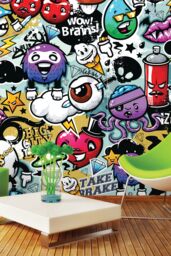 Origin Murals Graffiti Monster Wall Mural - Size: W350 cm x H280 cm - thumbnail 1