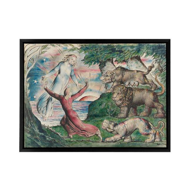 "Artery8 William Blake Dante Running From The Beasts Framed Canvas Wall Art Print - Size: W12"" x H16""" - image 1