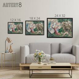 "Artery8 William Blake Dante Running From The Beasts Framed Canvas Wall Art Print - Size: W12"" x H16""" - thumbnail 4
