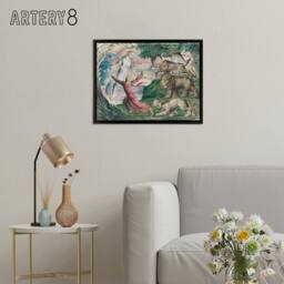 "Artery8 William Blake Dante Running From The Beasts Framed Canvas Wall Art Print - Size: W12"" x H16""" - thumbnail 3
