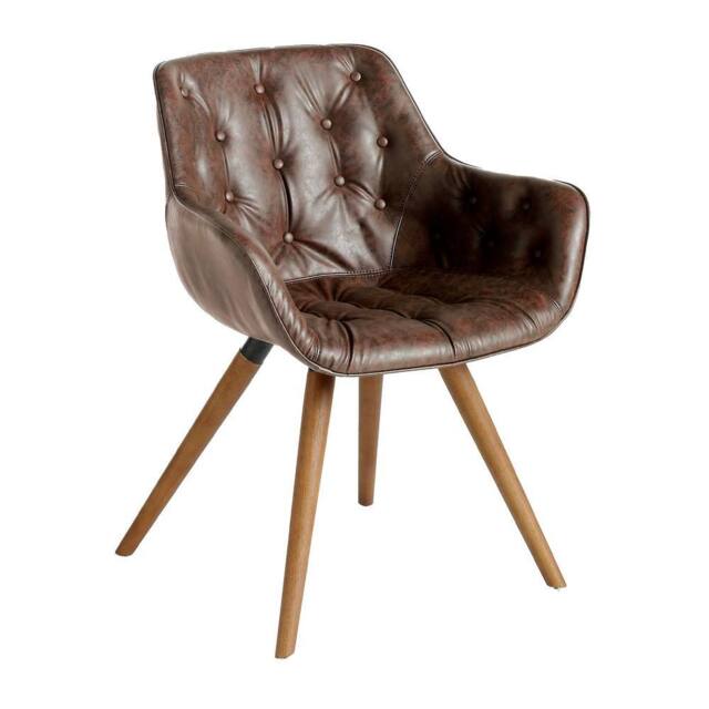 Angel Cerda Chocolate Leatherette Dining Chair with Walnut Legs in Brown - image 1