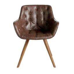 Angel Cerda Chocolate Leatherette Dining Chair with Walnut Legs in Brown - thumbnail 2
