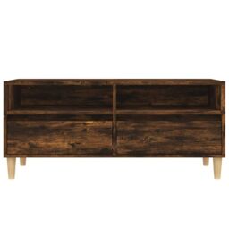 Berkfield Home TV Cabinet Smoked Oak 100x34.5x44.5 cm Engineered Wood in Brown - thumbnail 6