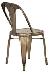 Orsina Brass Finish Metal Chair, Industrial-Style Garden Chair, Metallic Kitchen Chair, Armless Lounge Chair in Gold - thumbnail 4