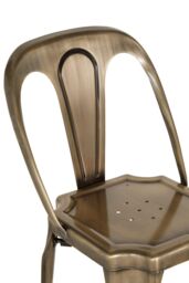 Orsina Brass Finish Metal Chair, Industrial-Style Garden Chair, Metallic Kitchen Chair, Armless Lounge Chair in Gold - thumbnail 6