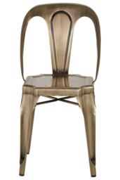 Orsina Brass Finish Metal Chair, Industrial-Style Garden Chair, Metallic Kitchen Chair, Armless Lounge Chair in Gold - thumbnail 2