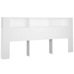 Berkfield Home Headboard Cabinet White 220x18.5x104.5 cm - thumbnail 3