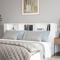 Berkfield Home Headboard Cabinet White 220x18.5x104.5 cm - thumbnail 2
