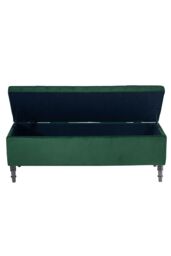 H&O Direct Velvet Storage Ottoman Bench in Dark Green - thumbnail 5