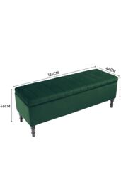 H&O Direct Velvet Storage Ottoman Bench in Dark Green - thumbnail 3