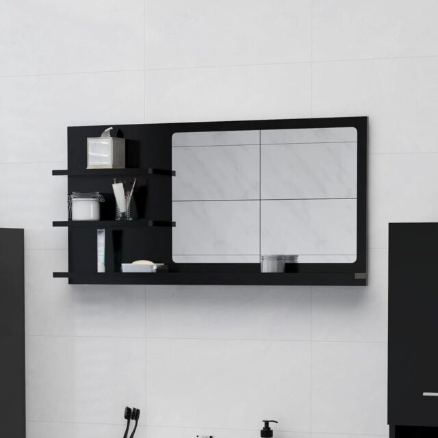 Berkfield Home Bathroom Mirror Black 90x10.5x45 cm Engineered Wood - image 1
