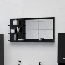 Berkfield Home Bathroom Mirror Black 90x10.5x45 cm Engineered Wood - thumbnail 1