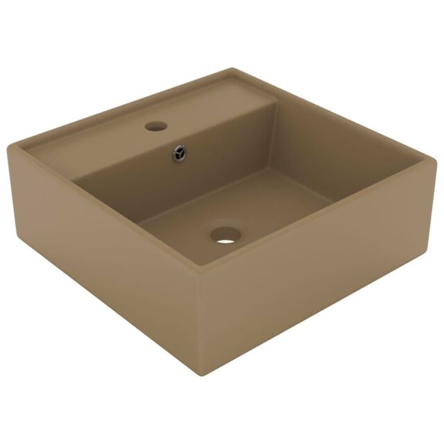 Berkfield Home Luxury Basin Overflow Square Matt Cream 41x41 cm Ceramic - image 1