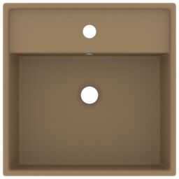 Berkfield Home Luxury Basin Overflow Square Matt Cream 41x41 cm Ceramic - thumbnail 3