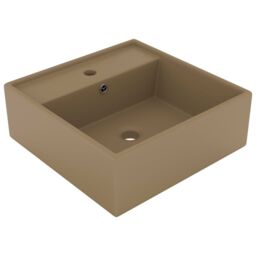 Berkfield Home Luxury Basin Overflow Square Matt Cream 41x41 cm Ceramic