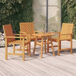 Berkfield Home Beautiful Garden Dining Chairs 3 pcs Solid Wood Acacia in Brown - thumbnail 2