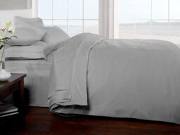 Rapport Home 200 Thread Count Cotton Percale Flat Sheet in Silver - Size: King - thumbnail 1