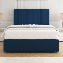 "BSSPOKE Sienna Divan Bed Set Velvet 24""Headboard 2 Drawers Footend & Mattress in Blue - Size: Double" - thumbnail 2