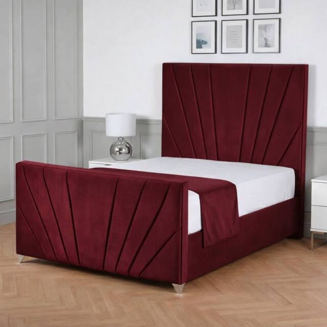 Living Comfort Bedz Lumina Upholstered Gas Lift Storage Bed with 48 Inch Headboard in Maroon - Size: King - image 1