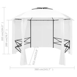 Berkfield Home Classic Garden Marquee with Curtains 360x312x265 cm White 180 g/m ² - Size: 360 x 312 x 265 cm - thumbnail 8