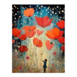 Artery8 Poppy Dreams Oil Painting Kids Bedroom Child In Wildflower Meadow Of Giant Poppies Large Wall Unframed Art Poster Print Thick Paper 18X24 - thumbnail 1