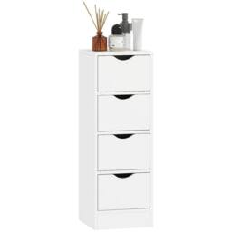 HOMCOM 4-Drawer Bathroom Cabinet, Freestanding Narrow Cabinet, White - thumbnail 2
