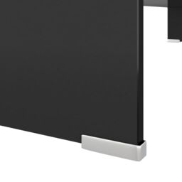 Berkfield Home TV Stand/Monitor Riser Glass Black 100x30x13 cm - Size: 100 x 30 x 13 cm - thumbnail 5