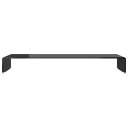 Berkfield Home TV Stand/Monitor Riser Glass Black 100x30x13 cm - Size: 100 x 30 x 13 cm - thumbnail 3