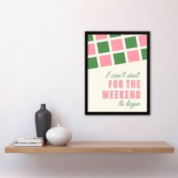 Artery8 Can't Wait For The Weekend To Begin Simple Retro Framed Wall Art Print - Size: A4 - thumbnail 4